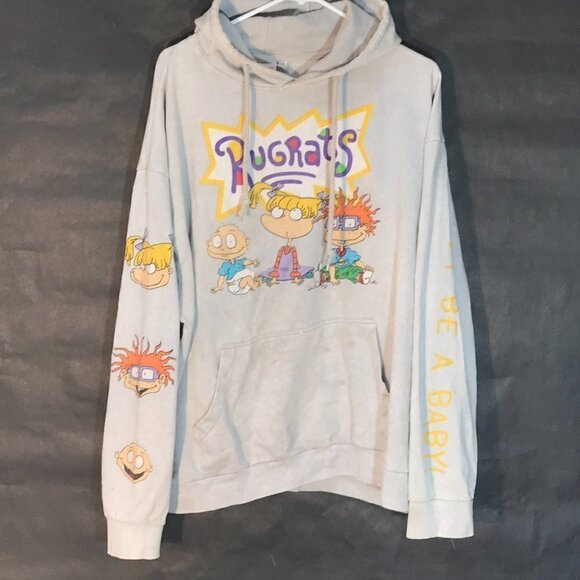 Nickelodeon RUGRATS Nick Toons Gray Sweater Hoodie XL - Picture 3 of 9